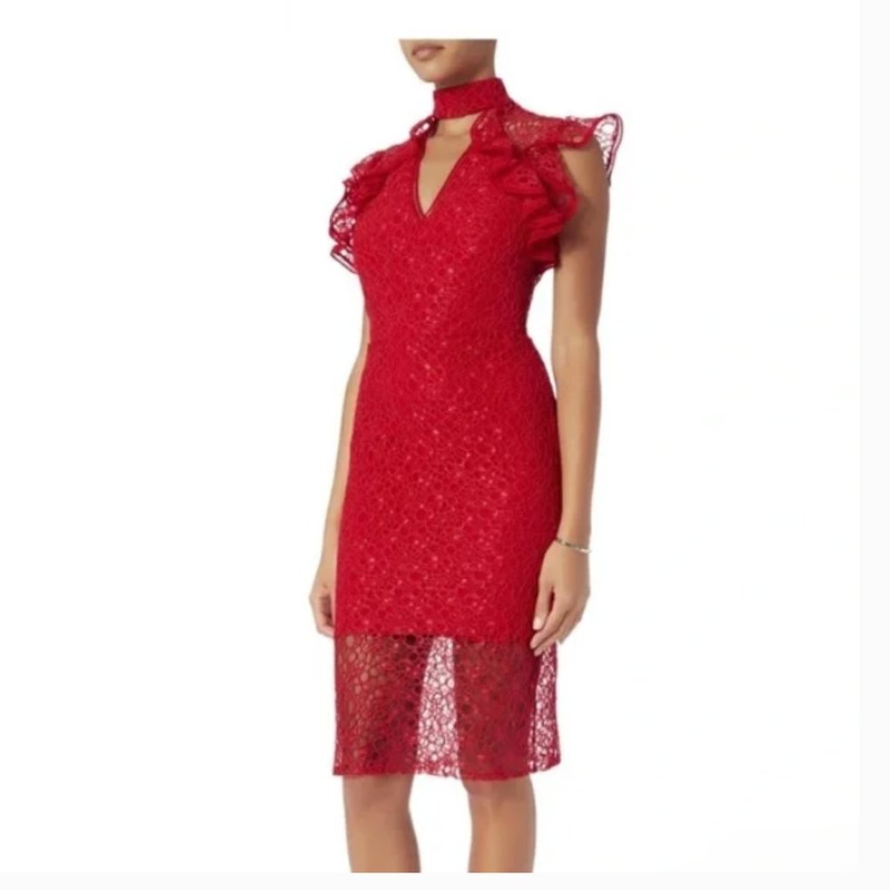 Alexis Halley Cutout Red Lace Dress, Sz S
